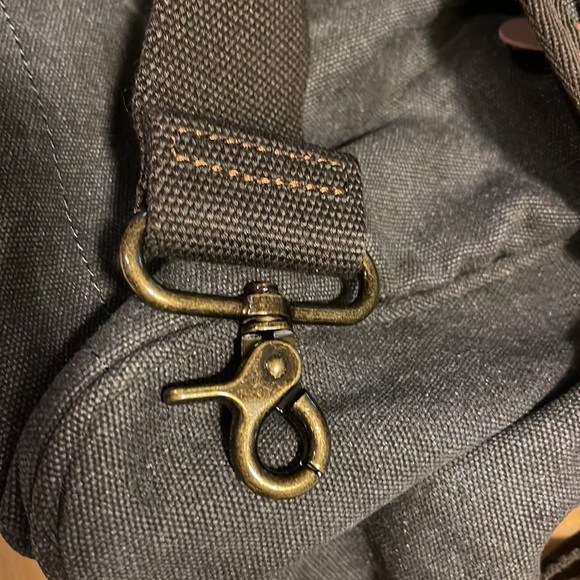 TAK Large Weekend BAG in charcoal/black Canvas with brown  leatherette details. - Picture 12 of 13